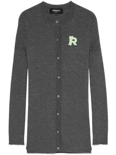 Rochas Logo-patch Cardigan In Grey