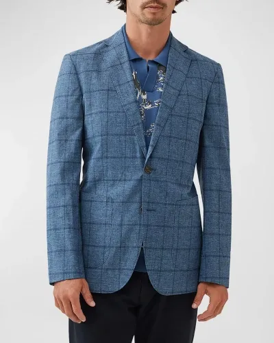 Rodd & Gunn Lake Roxburgh Windowpane Plaid Sport Coat In Prussian