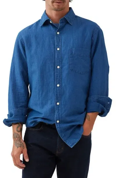 Rodd & Gunn Clifton Slim Fit Button Front Shirt In Mid Blue