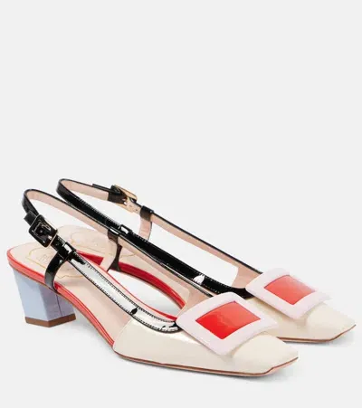 Roger Vivier Belle Vivier 45 Patent Leather Slingback Pumps In White