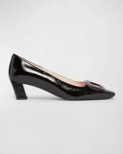 Roger Vivier Belle Vivier Patent Buckle Pumps In Nero