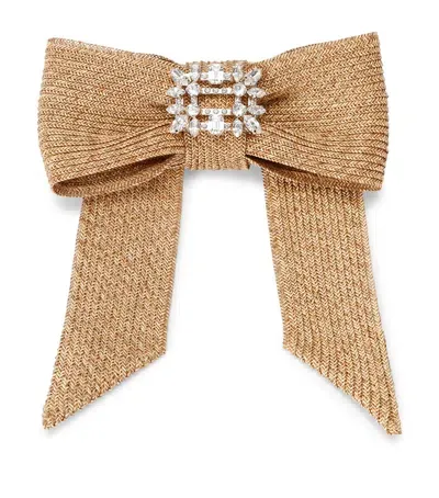 Roger Vivier Rv Broche Bow Hair Clip In Crema Chiaro