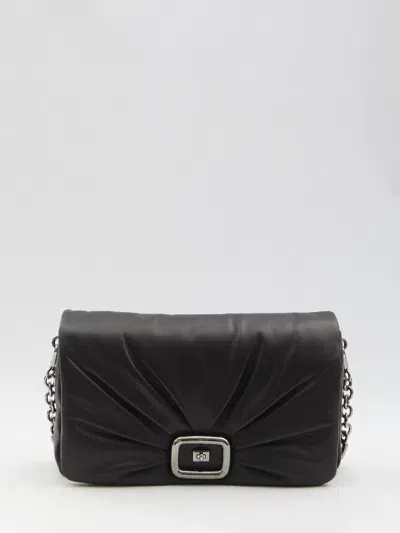 Roger Vivier Chic Draped Large Handbag With Versatile Straps In Black