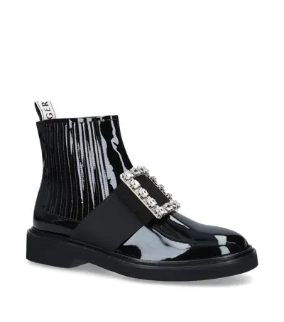 Roger Vivier Crystal-embellished Chelsea Viv' Rangers Boots In Black