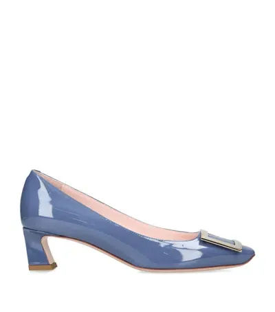 Roger Vivier Leather Decolleté Belle Vivier Pumps 45 In Navy