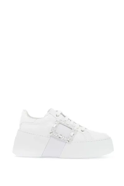 Roger Vivier Viv Skate Crystal Buckle High Sneakers In 白色