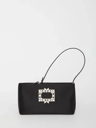 Roger Vivier Rv Nightlily Broche Vivier Buckle Mini Bag In Black