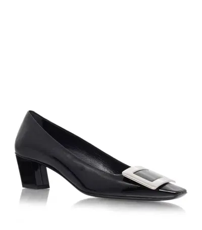 Roger Vivier Patent Decolleté Belle Vivier Pumps 45 In Black