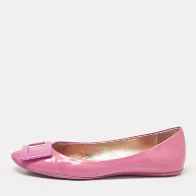 Pre-owned Roger Vivier Pink Patent Leather Gommette Ballet Flats Size 40