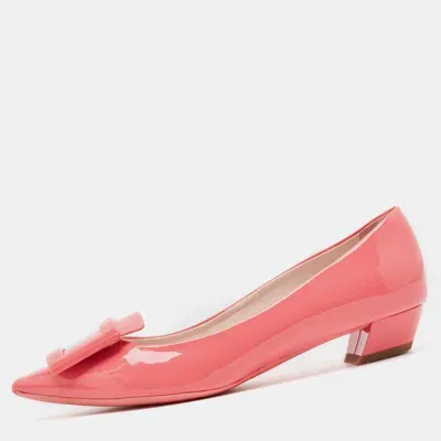 Pre-owned Roger Vivier Pink Patent Leather Gommettine Ballet Flats Size 38