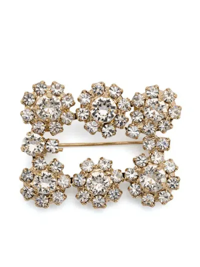 Roger Vivier Rv Flower Strass Broche In Gold