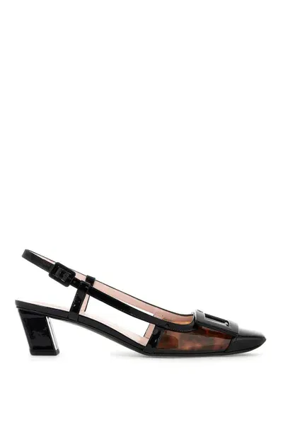 Roger Vivier Elegant Patent Leather Slingback Pumps With Tortoiseshell Accent In Brown