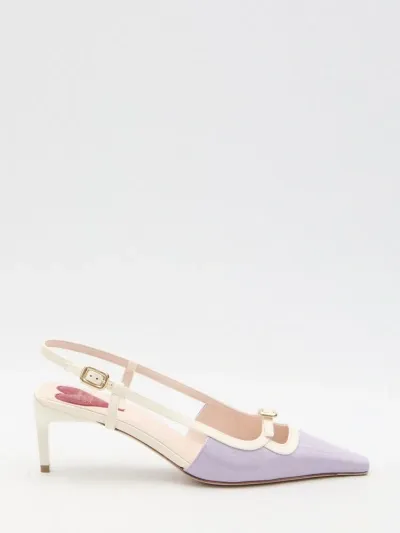 Roger Vivier Square Toe Slingback Pumps In Purple