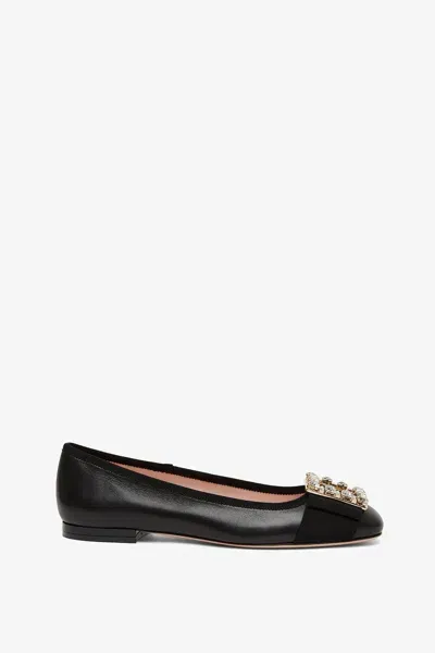 Roger Vivier Tres Vivier Black Leather Ballerinas