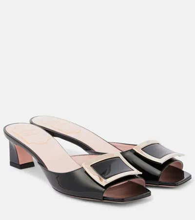 Roger Vivier Trompette Patent Leather Mules In Black