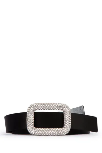 Roger Vivier Viv Choc Strass Belt P.30 In Black