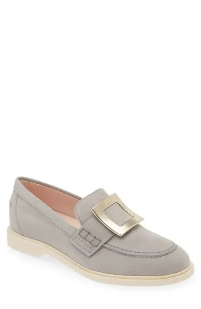 Roger Vivier Viv Rangers Buckle Loafer In Grigio Chiaro