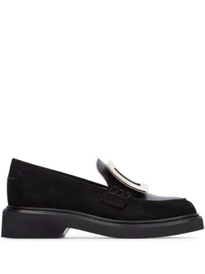 Roger Vivier 25mm Viv Rangers Suede Loafers In Black