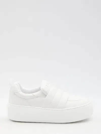 Roger Vivier Puffy Leather Low Top Sneakers In White