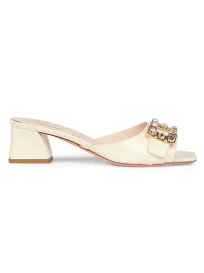 Roger Vivier Bikiviv Strass Buckle Mule 45 In Beige