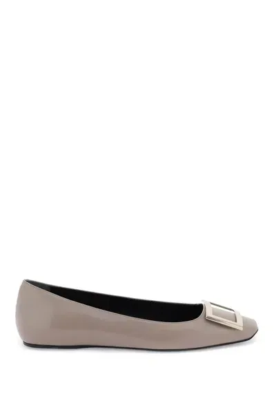 Roger Vivier Leather Trompette Ballerina Flats In Mixed Colours For Women In Marrone