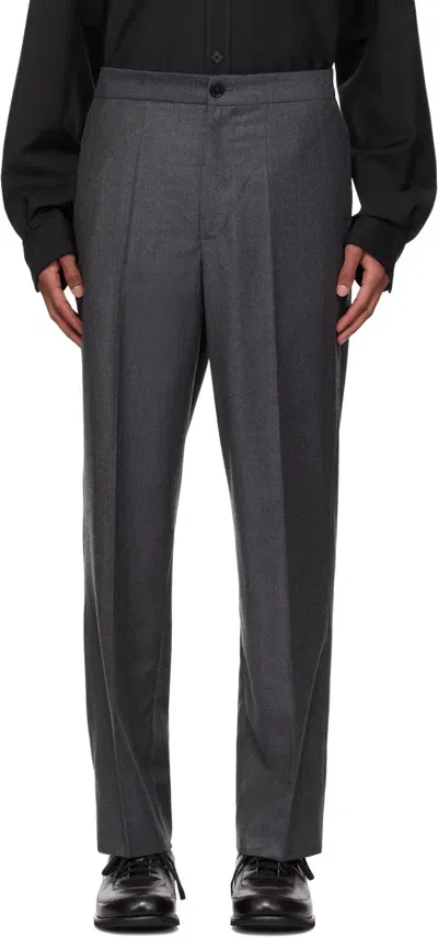 Rohe Gray Straight Leg Classic Trousers In 021 Dark Grey Melang