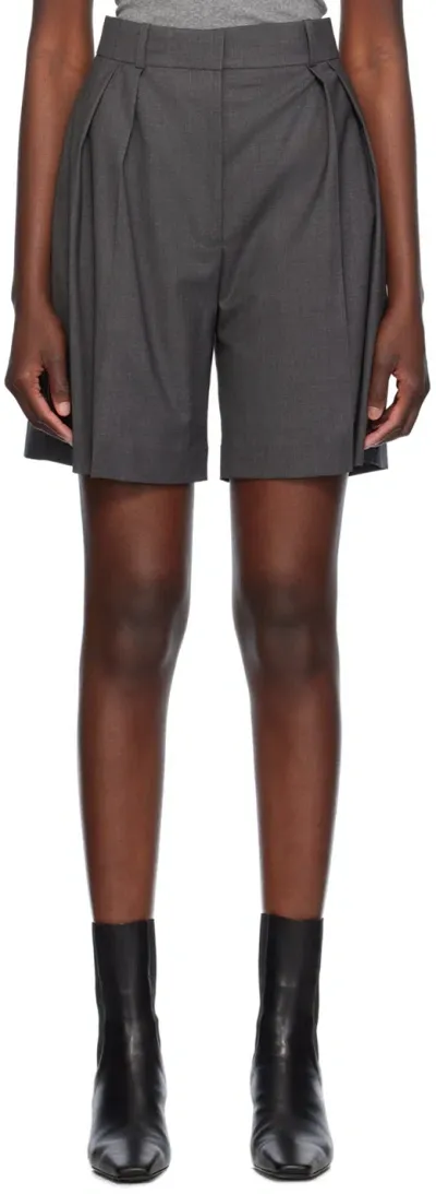 Rohe Gray Wide-leg Shorts In Dark Grey Melange