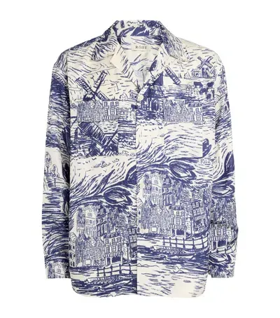 Rohe Silk Printed Bowling Shirt In Gray