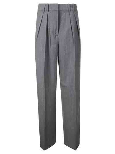 Rohe Pleated Slim-fit Trousers In Grey