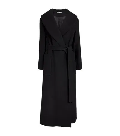 Rohe Wool-blend Shawl-collar Wrap Coat In 001 Black