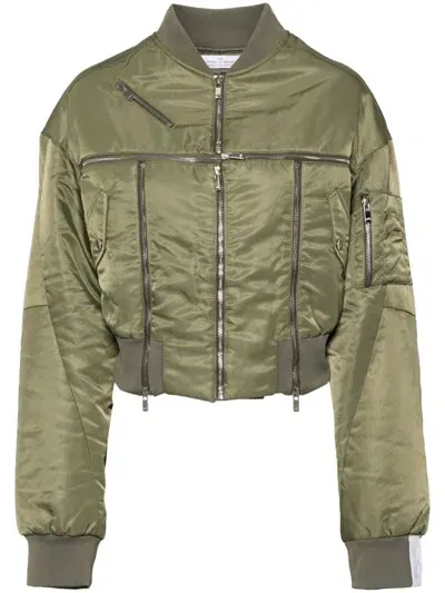 Rokh Broken Bomer Jacket In Green