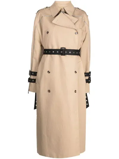 Rokh Oversized Belted-waist Trench Coat In Braun