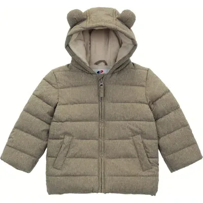 Rokka&rolla Baby Bear Fleece Hooded Puffer Jacket In Beige Textured