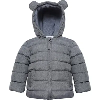 Rokka&rolla Baby Bear Fleece Hooded Puffer Jacket In Gray Textured