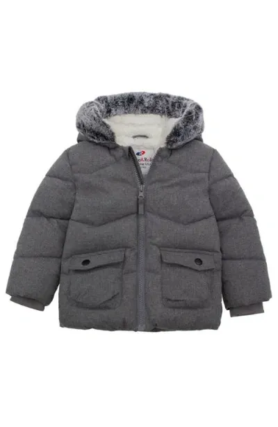 Rokka&rolla Baby Cozy Fleece Lined Warm Winter Coat With Hood In Winter Grey