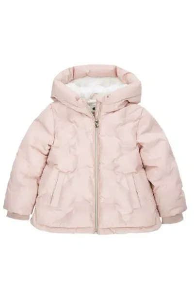 Rokka&rolla Baby Fleece Lined Heart Pattern Puffer Jacket In Pink