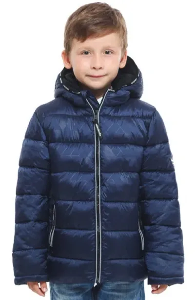 Rokka&rolla Kids' Heavyweight Fleece Lined Puffer Jacket In Geo Emboss