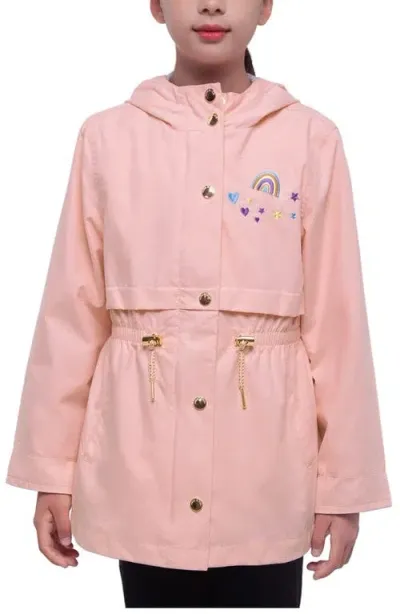 Rokka&rolla Kids' Lightweight Rain Jacket Trench Coat In Peach