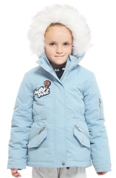 Rokka&rolla Kids' Parka Jacket With Insulated Hood In Blue Fog