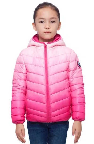 Rokka&rolla Kids' Reversible Lightweight Puffer Jacket In Rose Pink Ombre