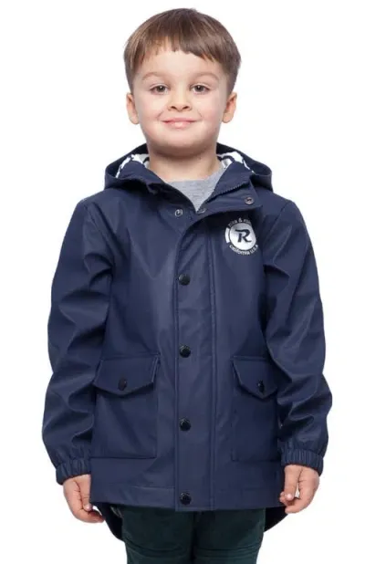 Rokka&rolla Kids' Waterproof Rain Coat Rubberized Jacket In Peacoat Navy