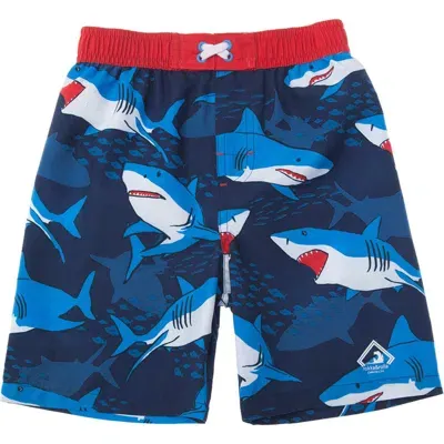 Rokka&rolla Toddler Swim Trunks With Mesh Lining Upf 50+ In Baby Blue Shark