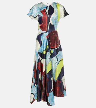 Roksanda Adriana Printed Satin Midi Dress In Multicoloured