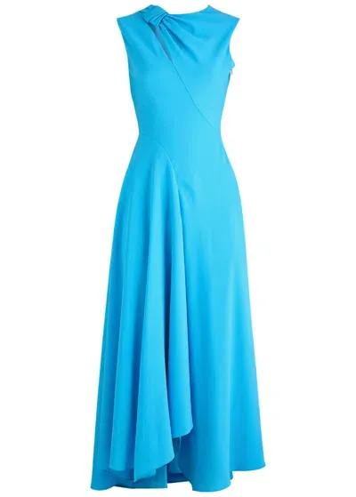 Roksanda Alma Knotted Crepe Midi Dress In Blue