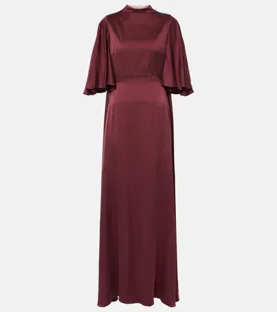 Roksanda Kalydria Caped Silk Gown In Burgund