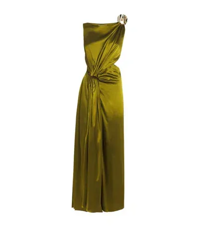 Roksanda Silk Satin Draped Maxi Dress In Green