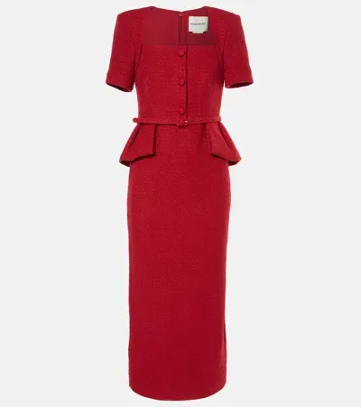 Roland Mouret Bouclé Midi Dress In Red