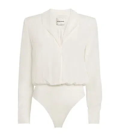 Roland Mouret Silk Shirt Bodysuit In White