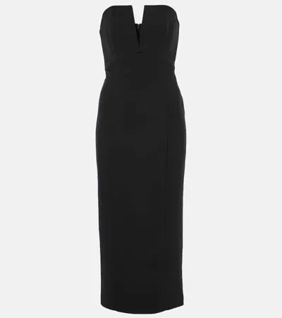 Roland Mouret Strapless Stretch Wool & Silk Midi Dress In Black