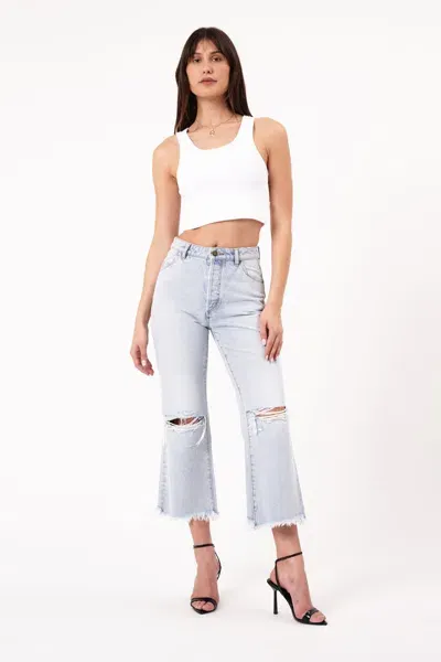 Rolla's Ripped Crop Jeans In Light Vintage Blue